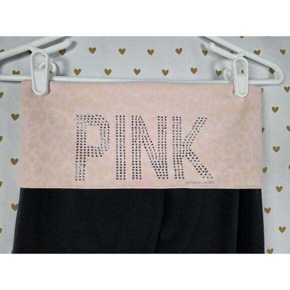 PINK Victoria's Secret Pants - Victorias Secret PINK Bling Cheetah Leopard FOLDOVER Yoga Pants XS Flare